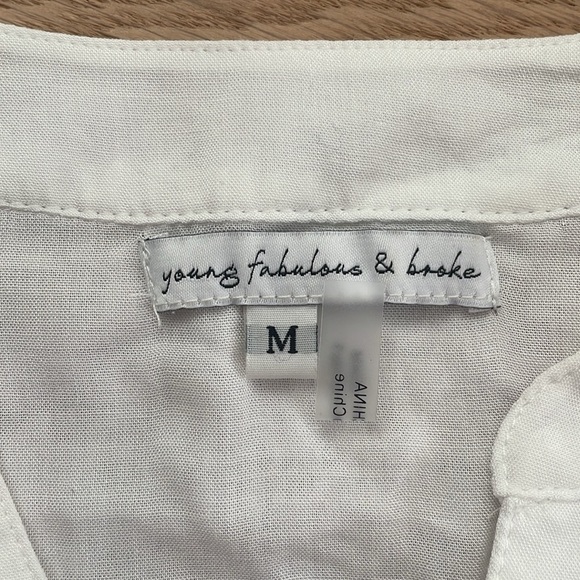 YFB Young Fabulous & Broke Medium White Womens Blouse Button Up - Picture 5 of 7